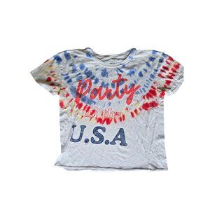 Party In The U.S.A. Tie-Dye Graphic T-Shirt Mighty Fine M Red/White/Blue Cotton
